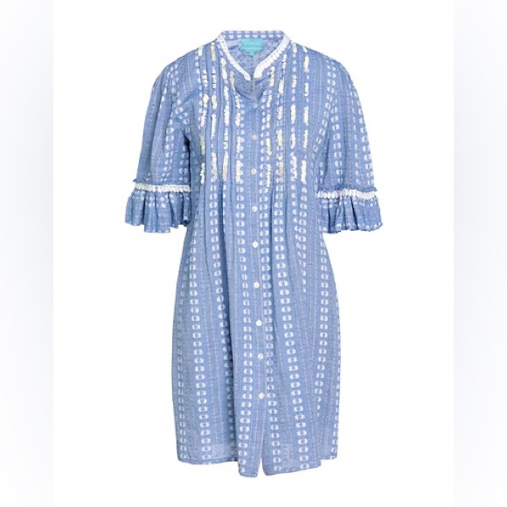 ICONIQUE Blue & White Tunic Dress - Size L